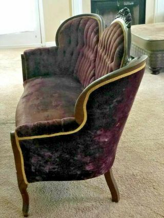 19th Century Purple Velvet English Victorian Sofa 5