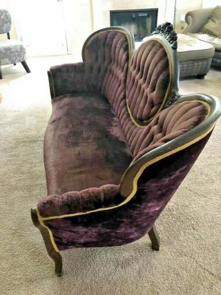 19th Century Purple Velvet English Victorian Sofa 6