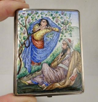 Islamic Persian Silver Enamel Cigarette Case - 56844
