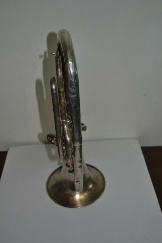 Antique Silver Plated Upright Horn H.  Campo & Cie Tuba Cornet Trumpet 3