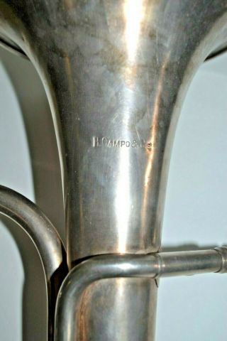 Antique Silver Plated Upright Horn H.  Campo & Cie Tuba Cornet Trumpet 4