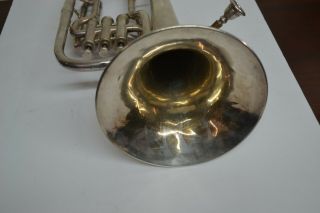 Antique Silver Plated Upright Horn H.  Campo & Cie Tuba Cornet Trumpet 9