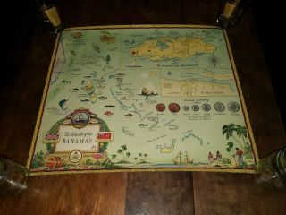 1950s Vintage Illustrated Map The Islands Of The Bahamas - George Annand 19 X 22