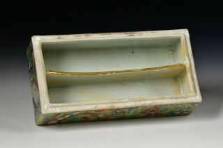 Antique Chinese Porcelain Famille Rose Brush Box with Celadon Glaze Body 7