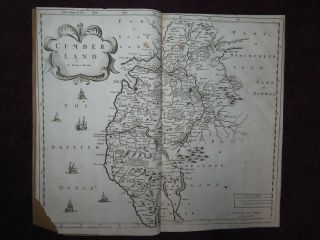 1695 Camden Britannia Cumbria Morden Map With Text On Cumberland Gibson Ed