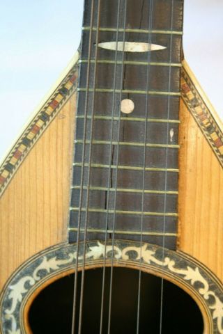 Antique Fine Mandolin Bowl Back Tater Bug & Case Crescent Moon & Star Inlay 5