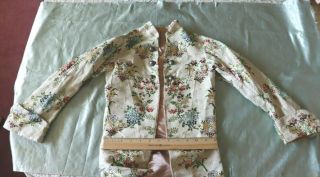 Boy ' s Antique 18thC Heavy French Silk Brocade Jacket Royal Crest Buttons 3
