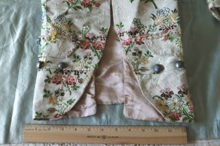 Boy ' s Antique 18thC Heavy French Silk Brocade Jacket Royal Crest Buttons 8
