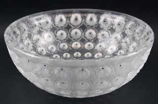 Vintage Lalique French Art Glass Crystal Nemours Poppy Flower Enamel Center Bowl 3