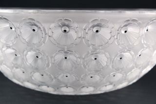 Vintage Lalique French Art Glass Crystal Nemours Poppy Flower Enamel Center Bowl 5