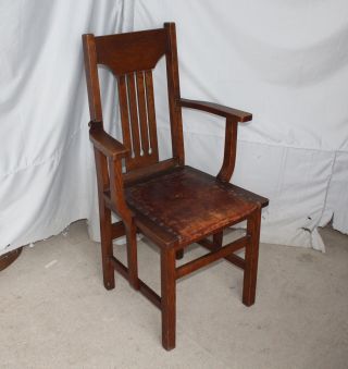 Antique Arts & Crafts Mission Oak Antique Single Arm Chair
