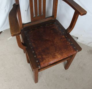 Antique Arts & Crafts Mission Oak Antique Single Arm Chair 2