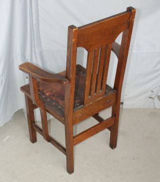 Antique Arts & Crafts Mission Oak Antique Single Arm Chair 3