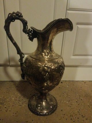 Shreve,  Crump,  & Low Co.  Sterling Water Pitcher 48 Troy Ounces Grape Vines 14 "