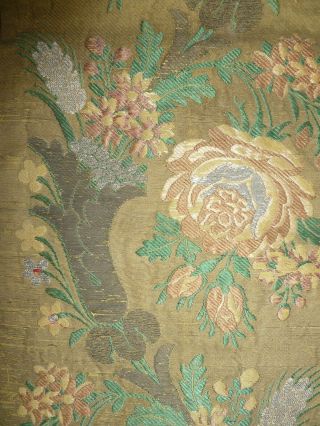 Gorgeous Good Sized 18th Cent Table Runner,  Brocade,  Silk And Metal Thread