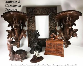 Antique Carved Black Forest Swiss Pipe or Smoker ' s Tobacco & Match Stand,  Bear 6