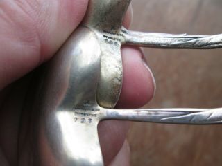 4 Rare - FLORAL 1885 - TIFFANY - STERLING - NUT SPOONS - OLD PATINA 7