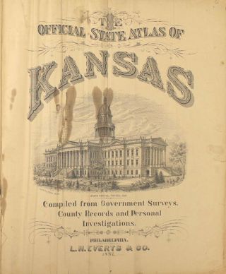 Antique Colored MAP - JAMESTOWN,  CLYDE or CLOUD COUNTY - 1887 KANSAS ATLAS 8