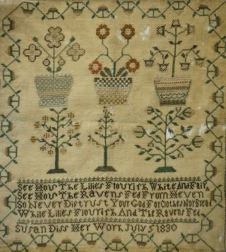 EARLY 19TH CENTURY VERSE & MOTIF SAMPLER BY SUSAN DISS - July 5th 1830 11