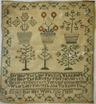 Early 19th Century Verse & Motif Sampler By Susan Diss - July 5th 1830