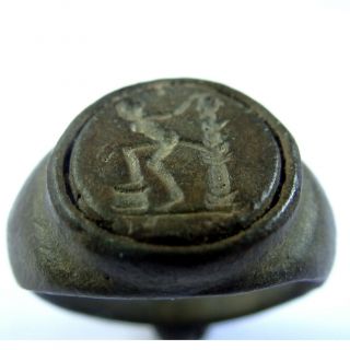 Roman Ancient Artifact Bronze Ring With Sex Scene
