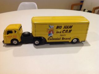 Rare Vintage 1950s Tin Friction Colonial Brand Ham Truck COOL 3