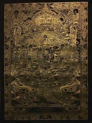 Masterpiece Handpainted Tibetan Bavachakra Mandala Thangka Painting Chinese A