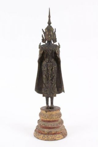 Antique Bronze Thai Standing Buddha