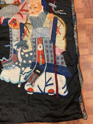 Large Antique Chinese Silk Panel Of Immortal Figure With Phoenix 4