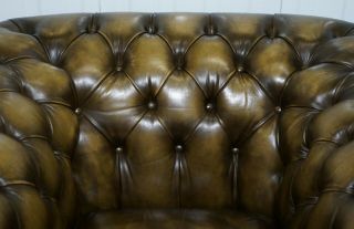 STUNNING VINTAGE CHESTERFIELD LEATHER CLUB ARMCHAIRS FEATHER CUSHIONS 12