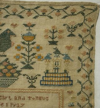 MID 19TH CENTURY MOTIF & V ERSE SAMPLER BY ELIZABETH ANN COOPER - c.  1850 5