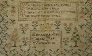 MID 19TH CENTURY MOTIF & V ERSE SAMPLER BY ELIZABETH ANN COOPER - c.  1850 8