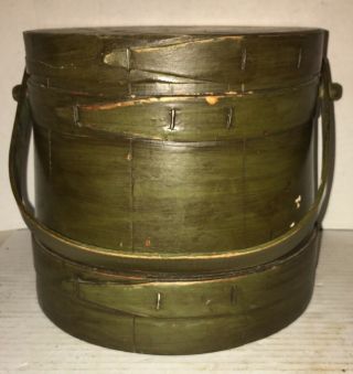 Small Vintage Primitive Wooden Firkin Paint W/lid Aafa