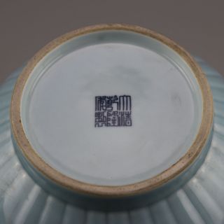 China antique porcelain Qing qianlong celeste glaze double ear vase bottle 5