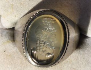 Roman Style Silver Intaglio Signet Seal Ring