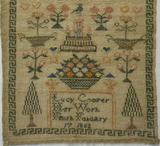 MID 19TH CENTURY MOTIF & ALPHABET SAMPLER BY LUCY COOPER - Feb 17th 1852 3