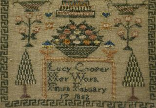 MID 19TH CENTURY MOTIF & ALPHABET SAMPLER BY LUCY COOPER - Feb 17th 1852 8