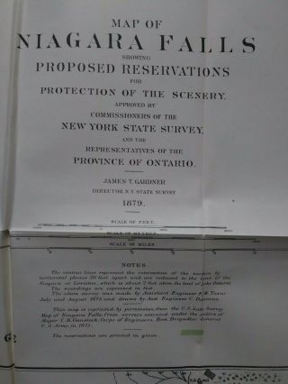 Map of Niagara Falls 1879 York State Survey Etching Color by James Gardner 1 2