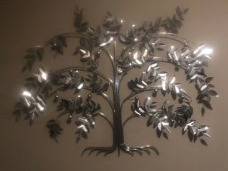 Vtg 1977 Signed Curtis Jere Silver Tree Of Life Abstract Wall Sculpture Large