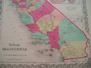 1855 Colton Atlas Map State of California San Fran - 164 Year Old Antique 4