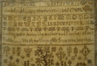 MID/LATE 19TH CENTURY HORSE,  BIBLE & MOTIF SAMPLER BY ANNA MARIA ALBON - 1875 9