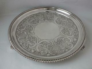 Antique Georgian Solid Sterling Silver Salver/ Tray 1814/ Dia 24.  7 Cm/ 543 G