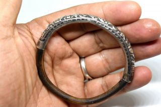 Antique Chinese Sterling Silver and Bamboo Bat Bracelet/Bangle 4