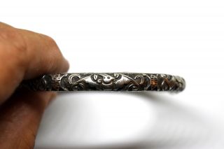 Antique Chinese Sterling Silver and Bamboo Bat Bracelet/Bangle 5