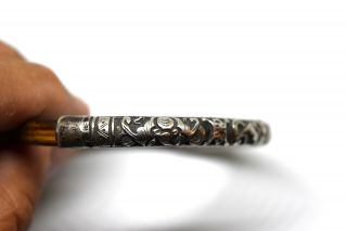 Antique Chinese Sterling Silver and Bamboo Bat Bracelet/Bangle 7