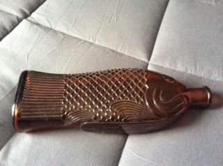 Antique Or Vintage Clear Amber Fish Bottle