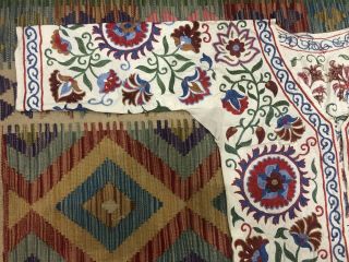 ANTIQUE Uzbek Vintage Handmade Embroidery SUZANI Robe Dress chapan jacket coat 10