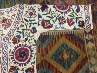 ANTIQUE Uzbek Vintage Handmade Embroidery SUZANI Robe Dress chapan jacket coat 11