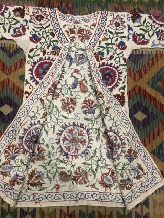 ANTIQUE Uzbek Vintage Handmade Embroidery SUZANI Robe Dress chapan jacket coat 3