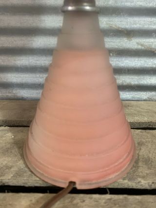 Antique Vtg 30s SATURN Art Deco 1939 WORLD ' S FAIR Pink Frosted Glass Table Lamp 4